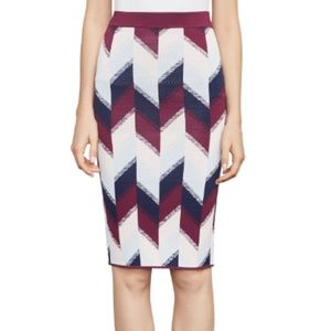 BCBGMaxAzria Colorblocked Jacquard Pencil Skirt